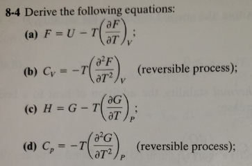 Solved 8 4 Derive The Following Equations 6 F U 1667 Chegg Com