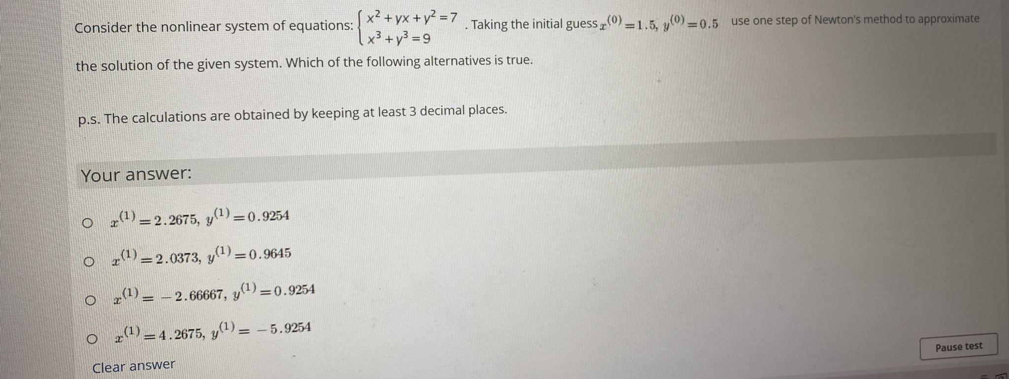 Solved Consider the nonlinear system of equations: . Taking | Chegg.com