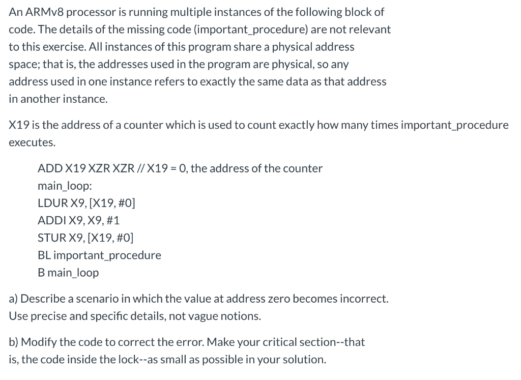 An ARMV8 processor is running multiple instances of | Chegg.com