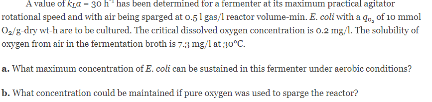 Solved A Value Of Kļa = 30 H - Has Been Determined For A 