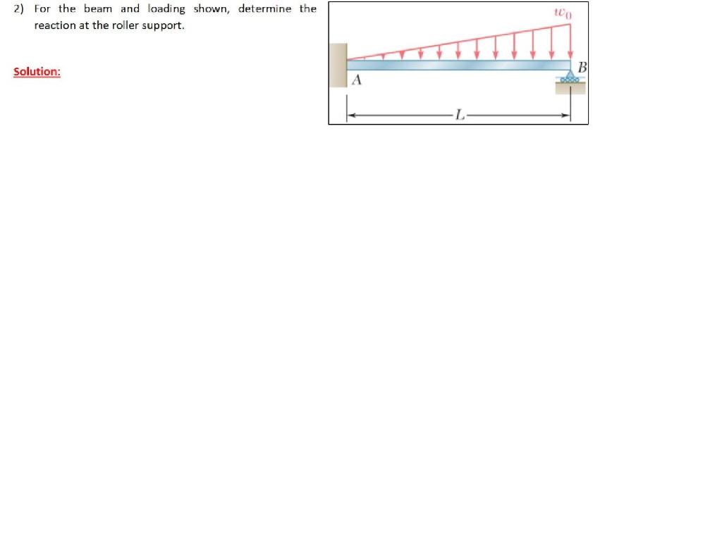 Solved 2) For the beam and loading shown, determine the | Chegg.com