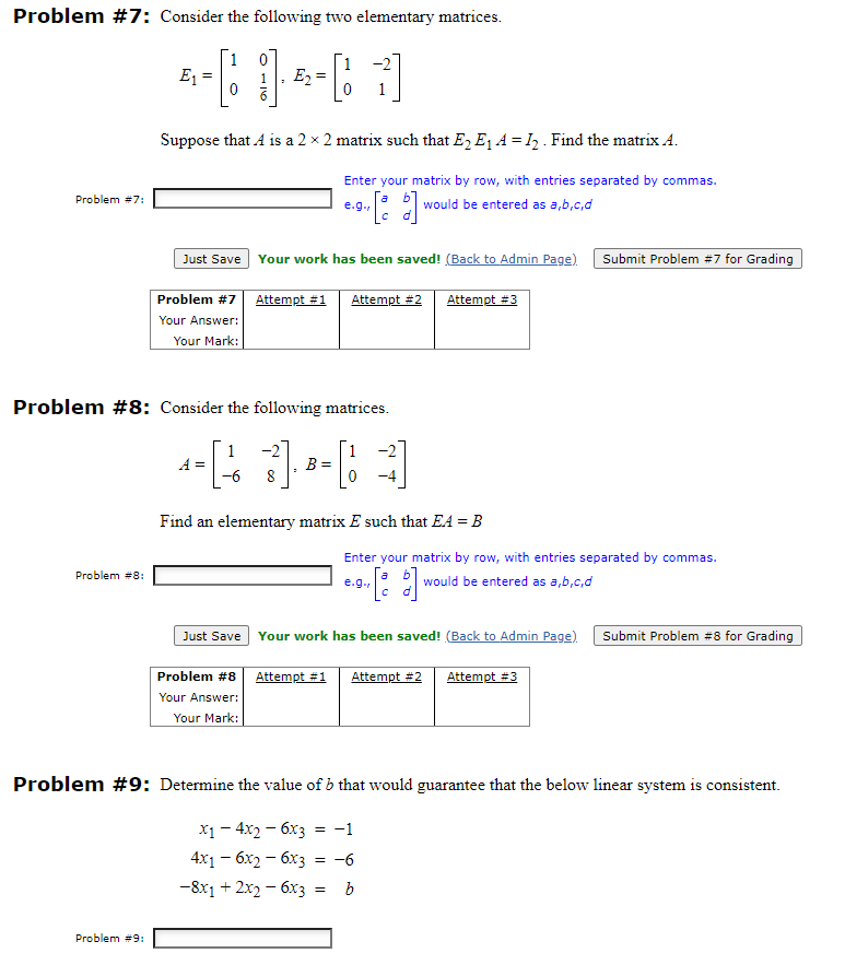 Solved Problem \# 7: Consider the following two elementary | Chegg.com