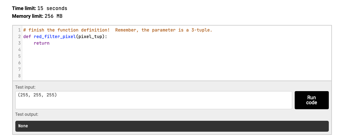 Solved Coding a Solution: Single Pixel Let's start by coding | Chegg.com