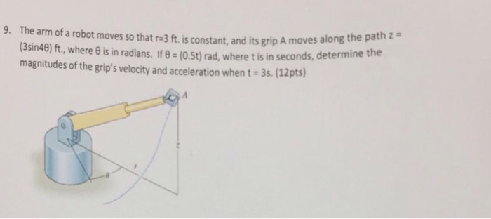 Solved The arm of a robot moves so that r = 3 ft. is | Chegg.com