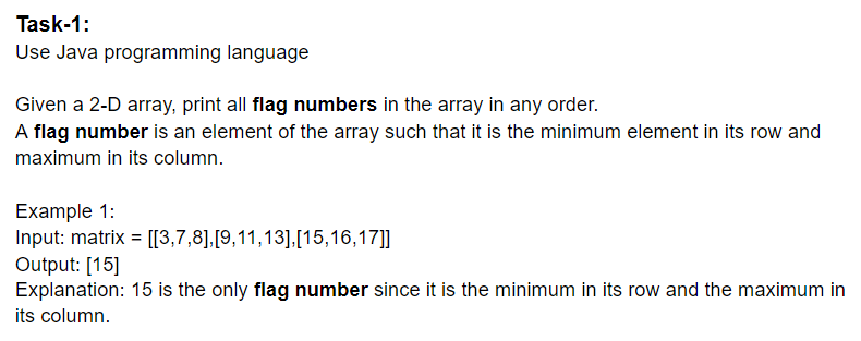 Solved Task-1: Use Java programming language Given a 2-D | Chegg.com