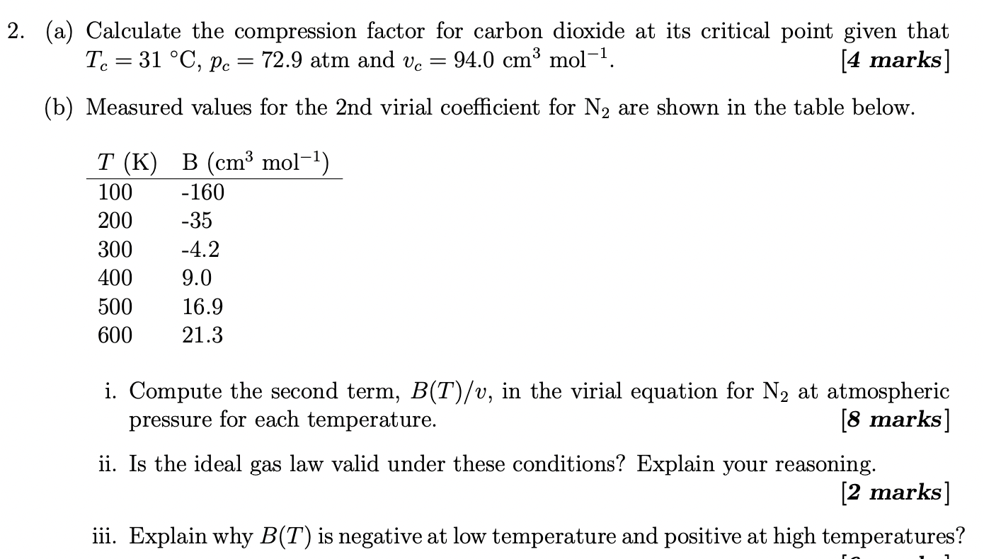 Solved (a) Calculate the compression factor for carbon | Chegg.com