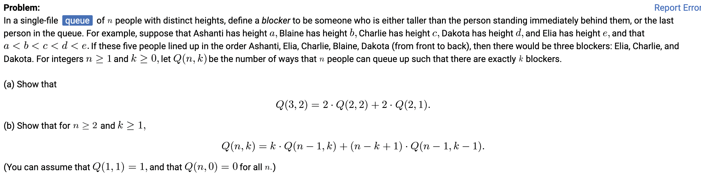 Solved In a single-file of n people with distinct heights, | Chegg.com