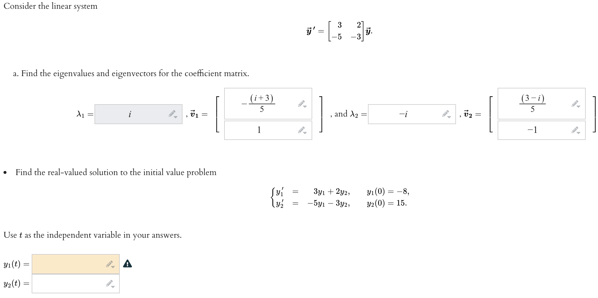 Solved Consider the linear system 1 -[33 27 y. 5 a. Find the | Chegg.com