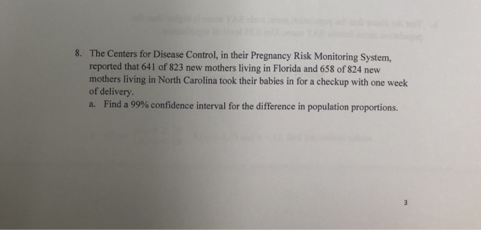 Solved The Centers for Disease Control, in their Pregnancy | Chegg.com