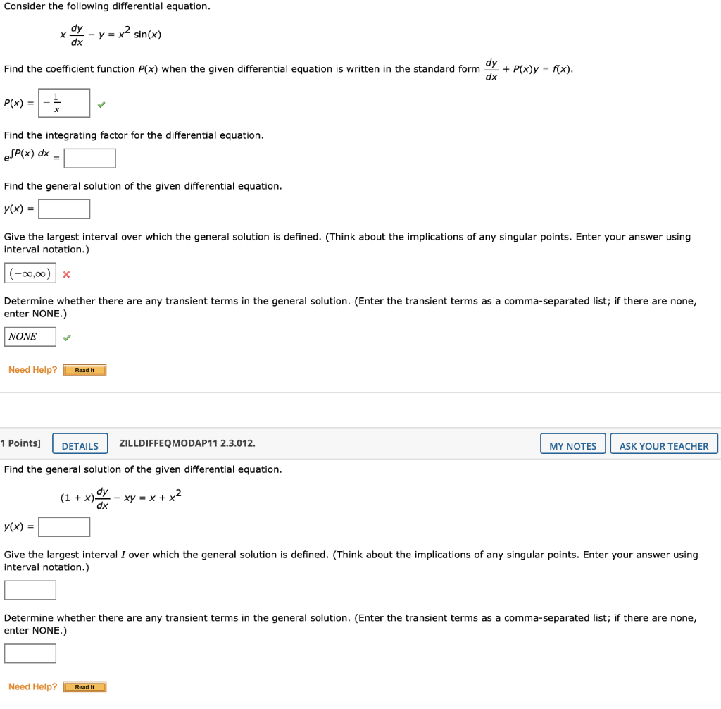 Solved Consider the following differential equation. dy х - | Chegg.com