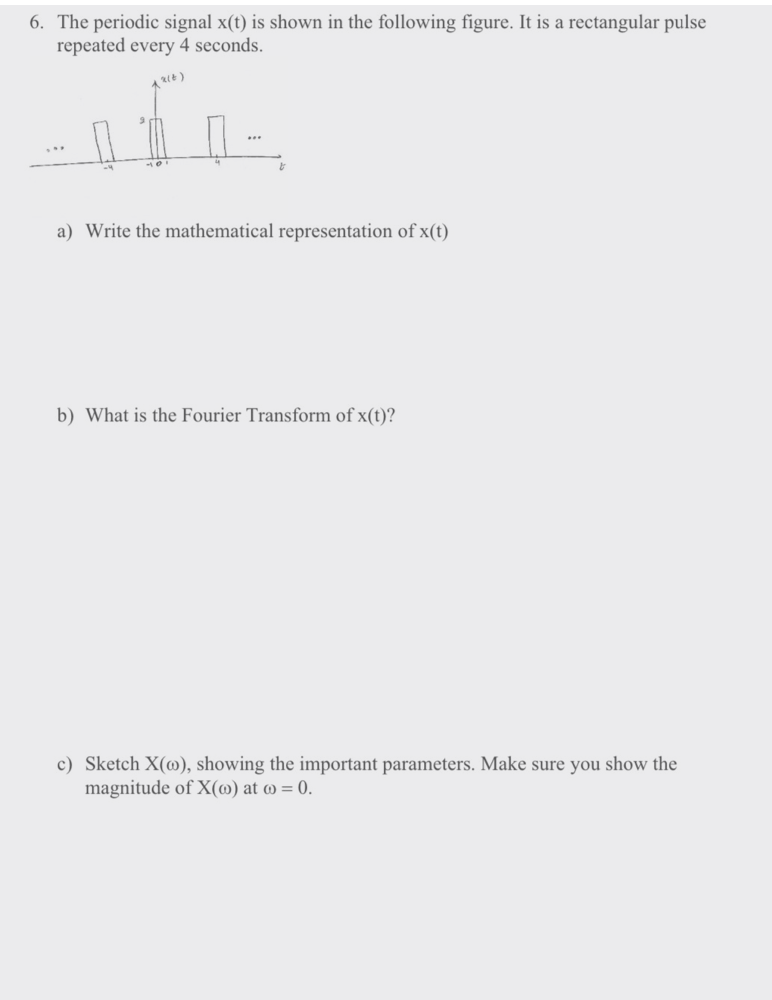 Solved 6 The Periodic Signal X T Is Shown In The Following