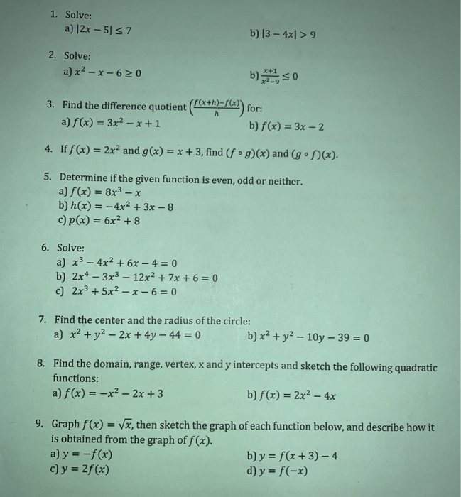 Solved 1 Solve A 12x 517 B 13 4x1 9 2 Solve A X2 Chegg Com