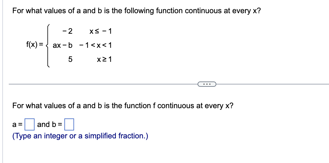 Solved For What Values Of A And B Is The Following Function | Chegg.com