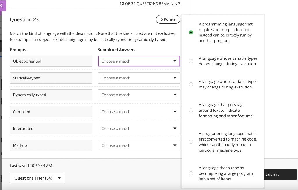 Solved Question 23 A programming language that requires no | Chegg.com