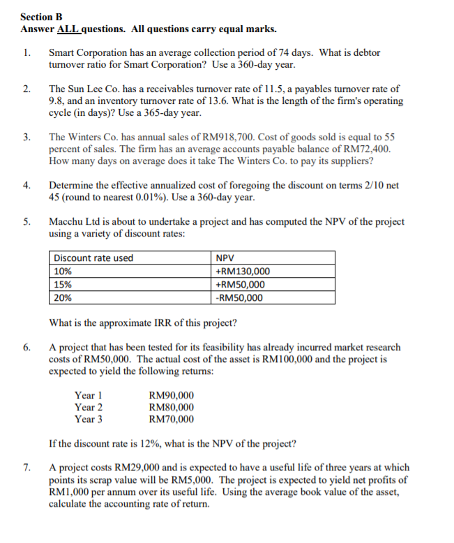 Solved Section B Answer ALL Questions. All Questions Carry | Chegg.com