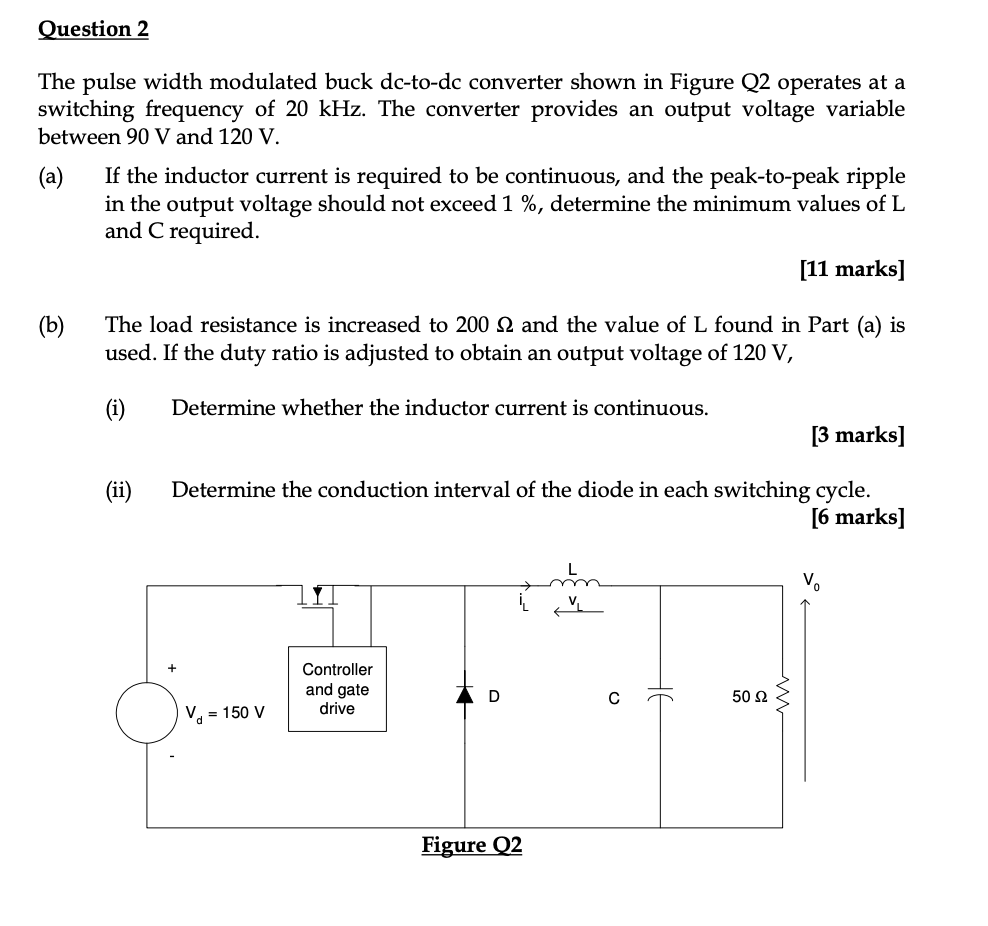 Solved Question 2 The Pulse Width Modulated Buck Dc-to-dc | Chegg.com