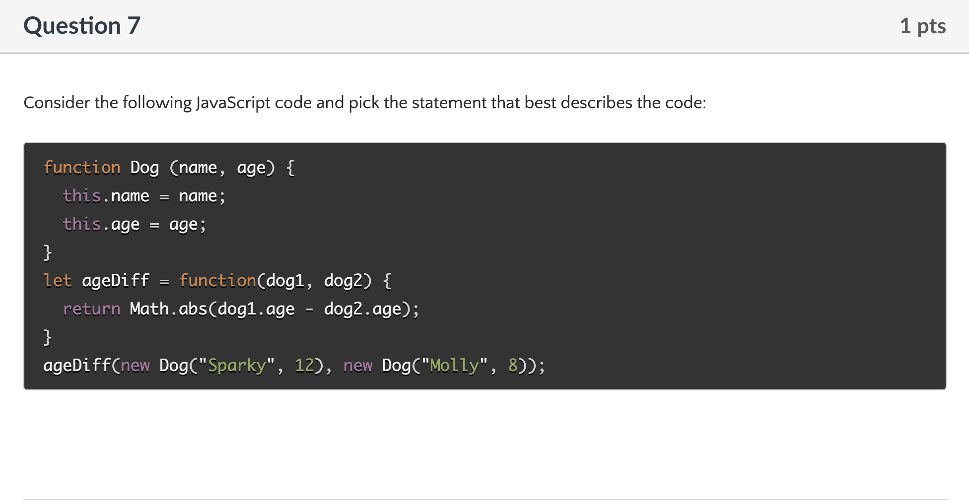 Solved Consider The Following JavaScript Code And Pick The | Chegg.com