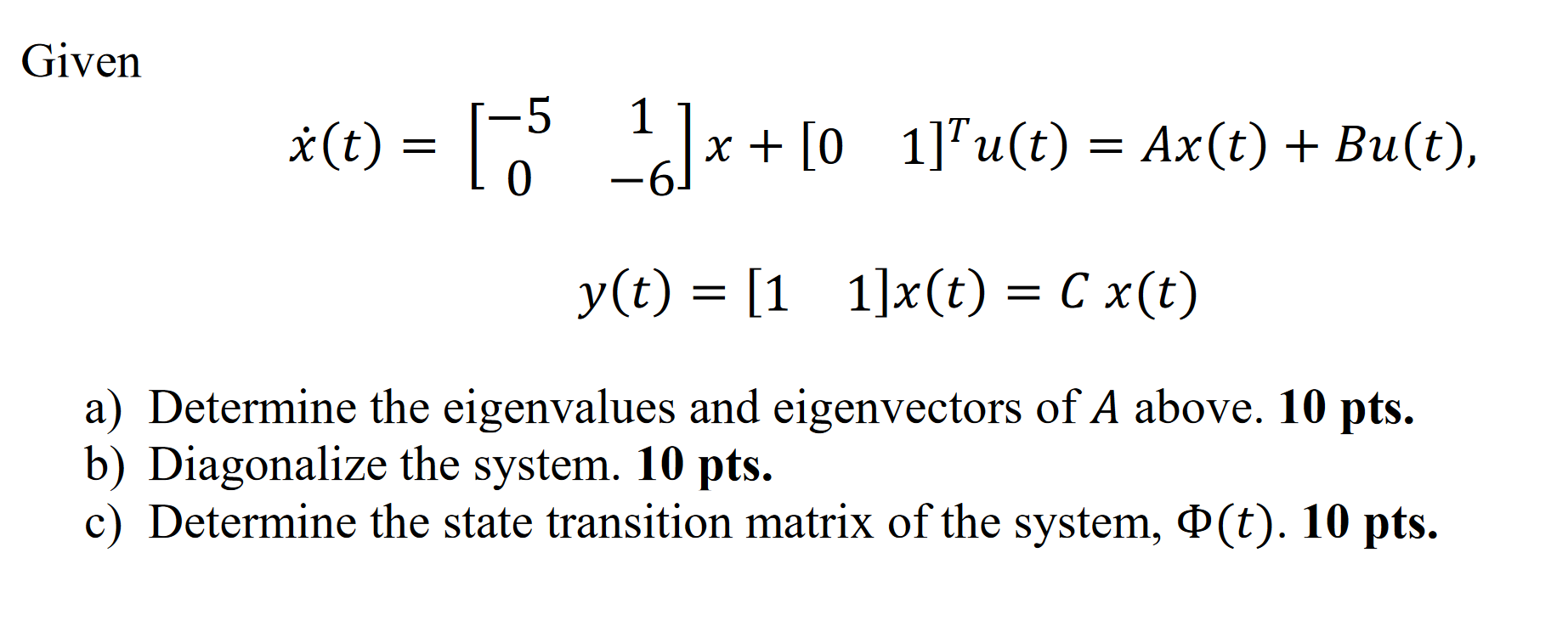 Solved Given A T G 1 6 X 0 1 U T Ax T Bu Chegg Com