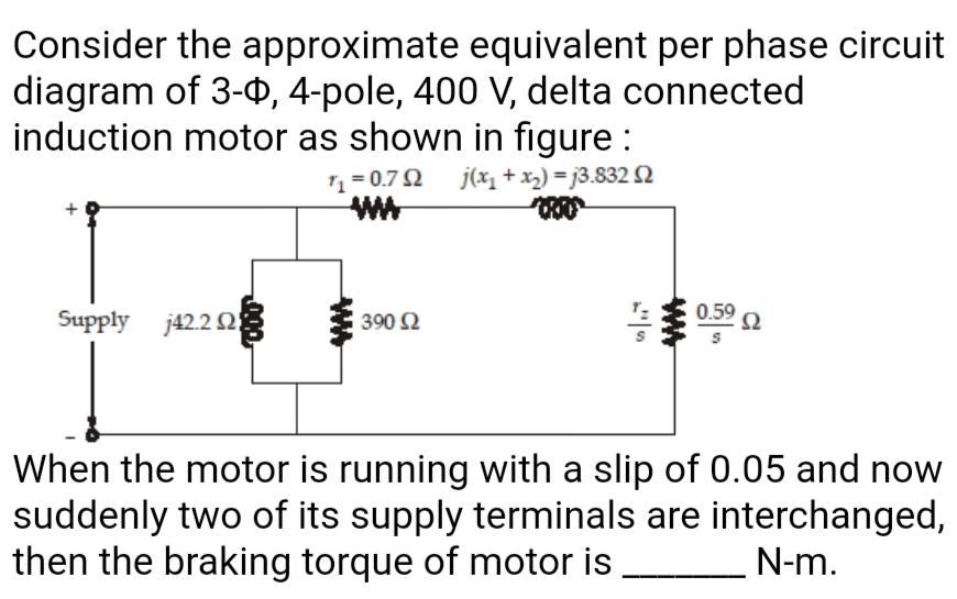 Solved Consider the approximate equivalent per phase circuit | Chegg.com