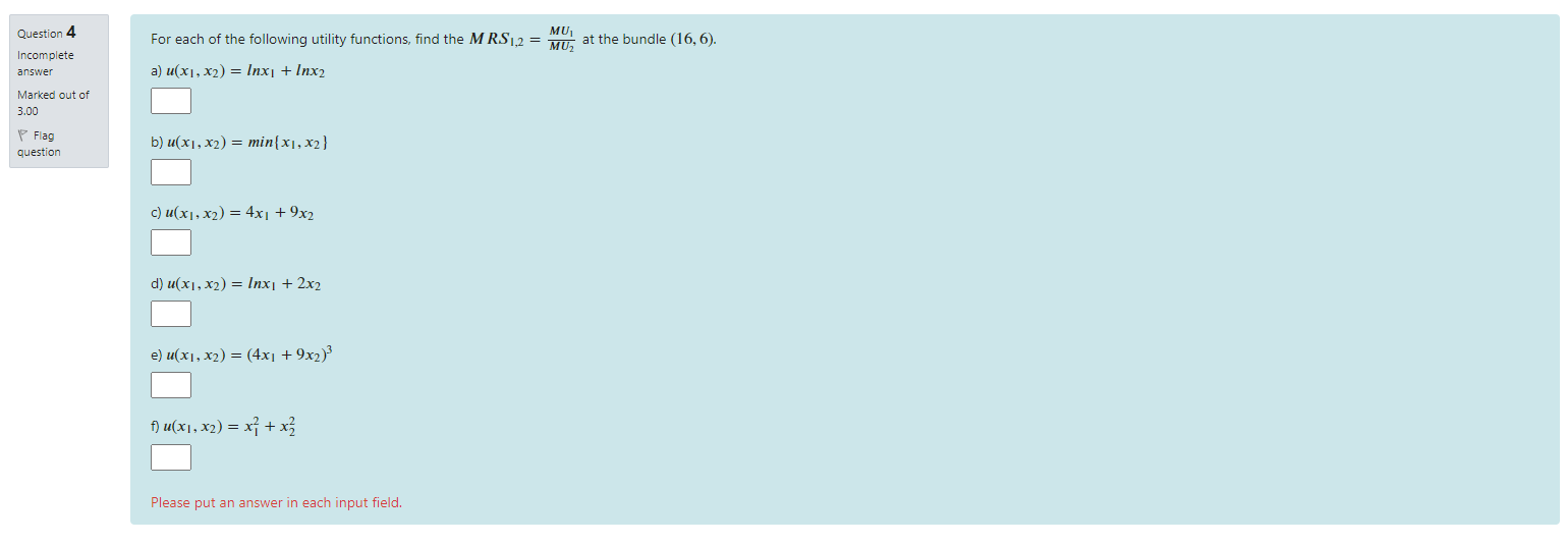 Solved Question 2 Consider The Preferences Represented By Chegg Com