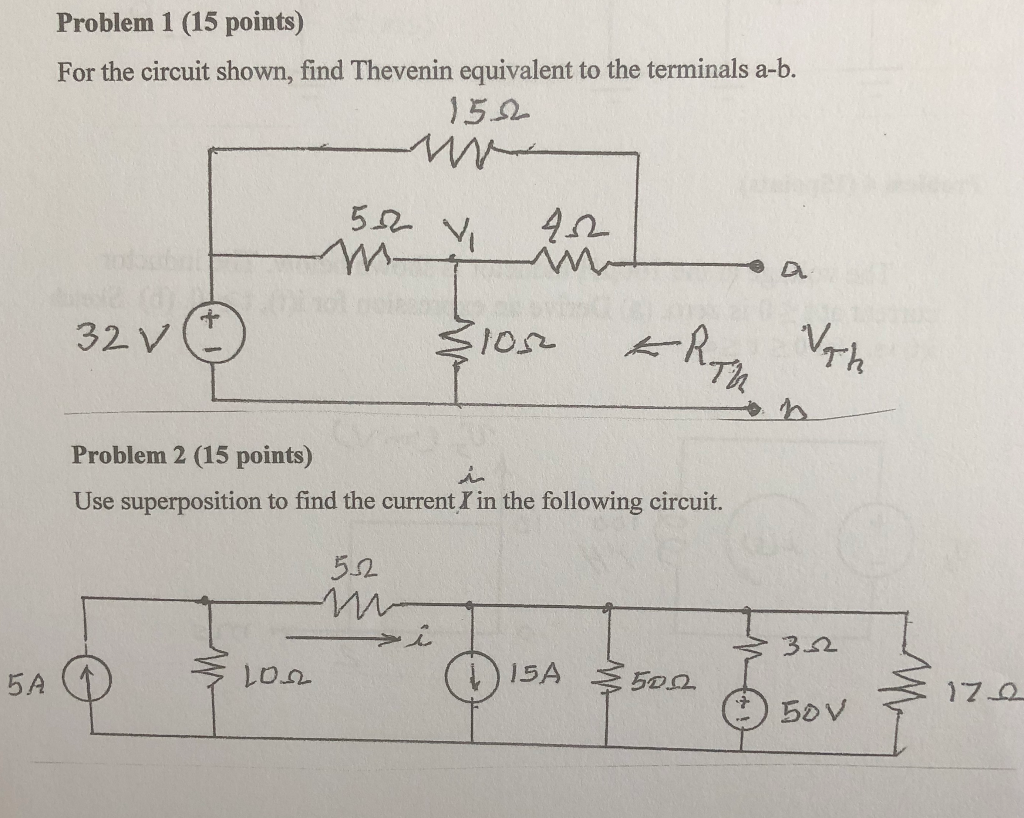 Solved Problem 1 (15 points) For the circuit shown, find | Chegg.com