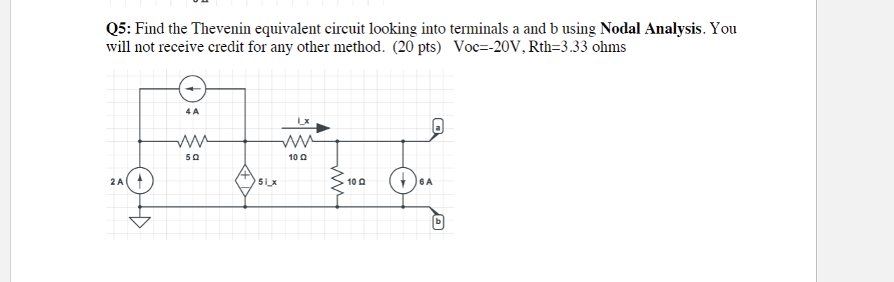 Solved Q5: Find the Thevenin equivalent circuit looking into | Chegg.com