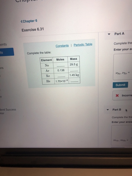 Solved Chapter 6 Exercise 6.31 Part A ents Complete the | Chegg.com