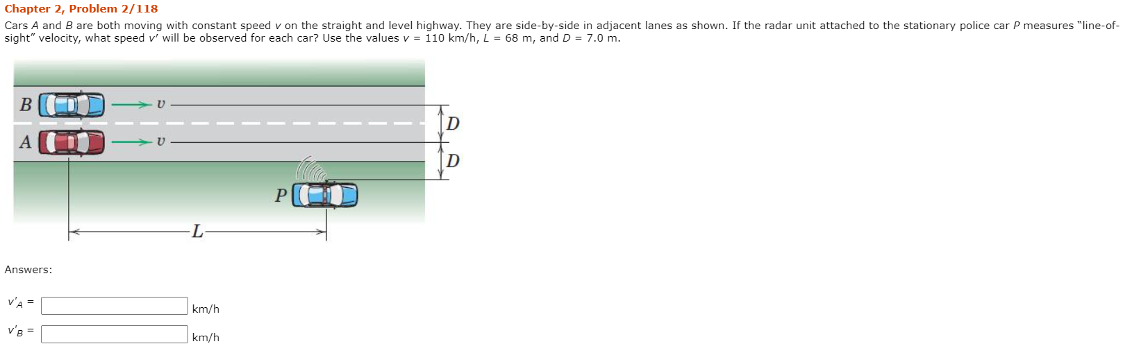 Solved Chapter 2, Problem 2/118 Cars A And B Are Both Moving | Chegg.com