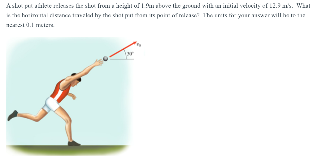 Solved A shot put athlete releases the shot from a height of | Chegg.com