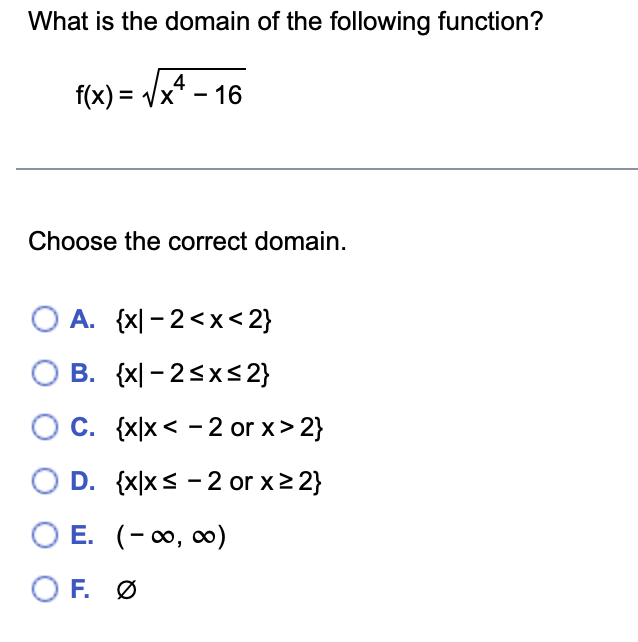 Solved What is the domain of the following function? | Chegg.com