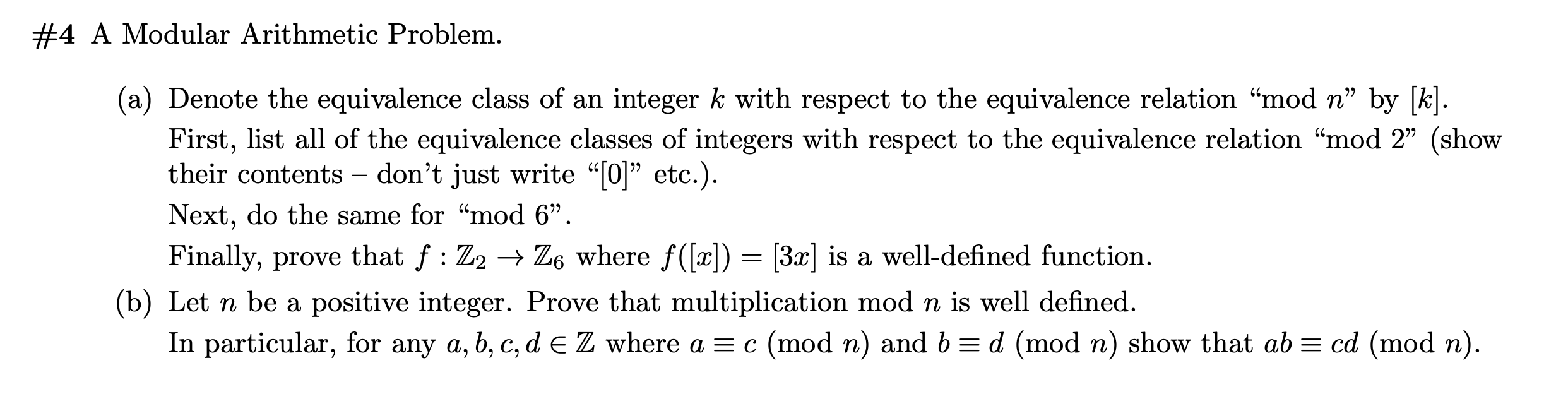 Solved #4 A Modular Arithmetic Problem. (a) Denote the | Chegg.com