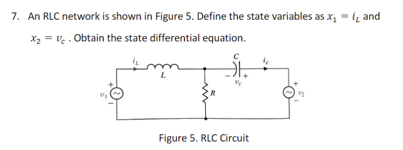 Solved 7. An RLC network is shown in Figure 5. Define the | Chegg.com
