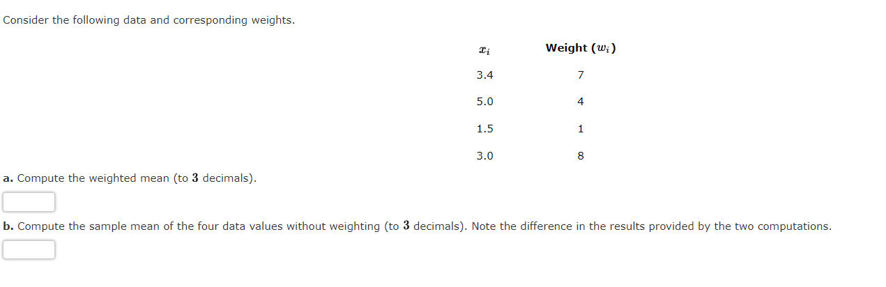 Solved Consider the following data and corresponding | Chegg.com