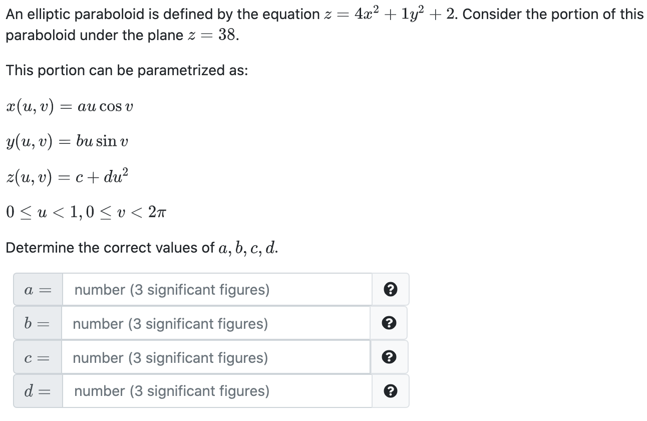 Solved An elliptic paraboloid is defined by the equation z = | Chegg.com