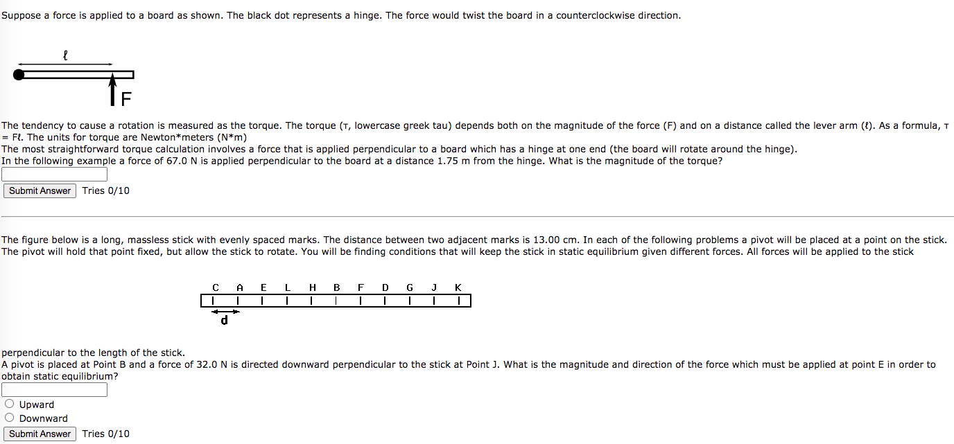 Solved Suppose a force is applied to a board as shown. The | Chegg.com