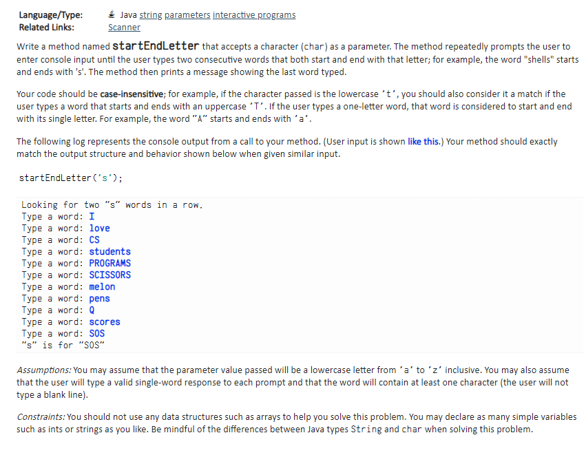 Solved Language/Type: Java string parameters interactive | Chegg.com