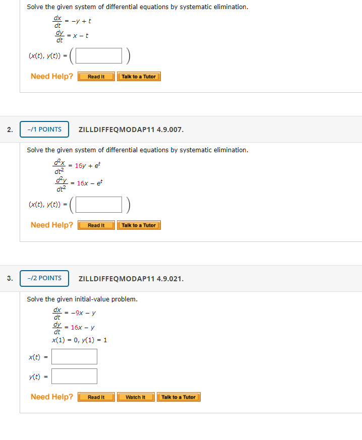 Solved Solve the given system of differential equations by | Chegg.com