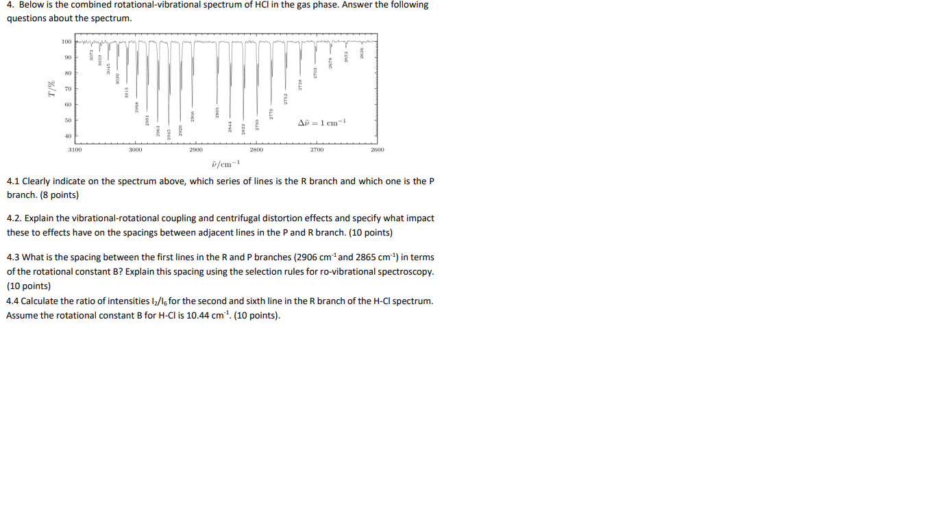Solved 4. Below is the combined rotational-vibrational | Chegg.com
