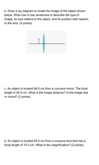 Solved Draw a ray diagram to locate the image of the object | Chegg.com