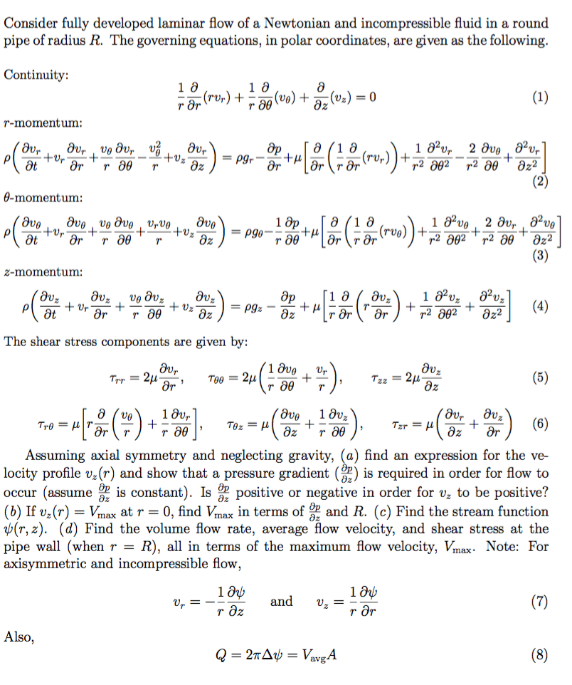 Solved Consider Fully Developed Laminar Flow Of A Newtonian | Chegg.com