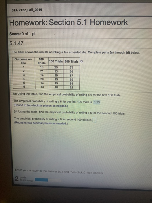 homework section 5.1 statistics