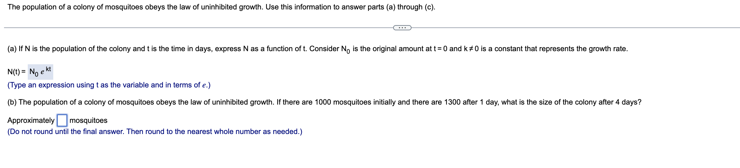 Solved The population of a colony of mosquitoes obeys the | Chegg.com