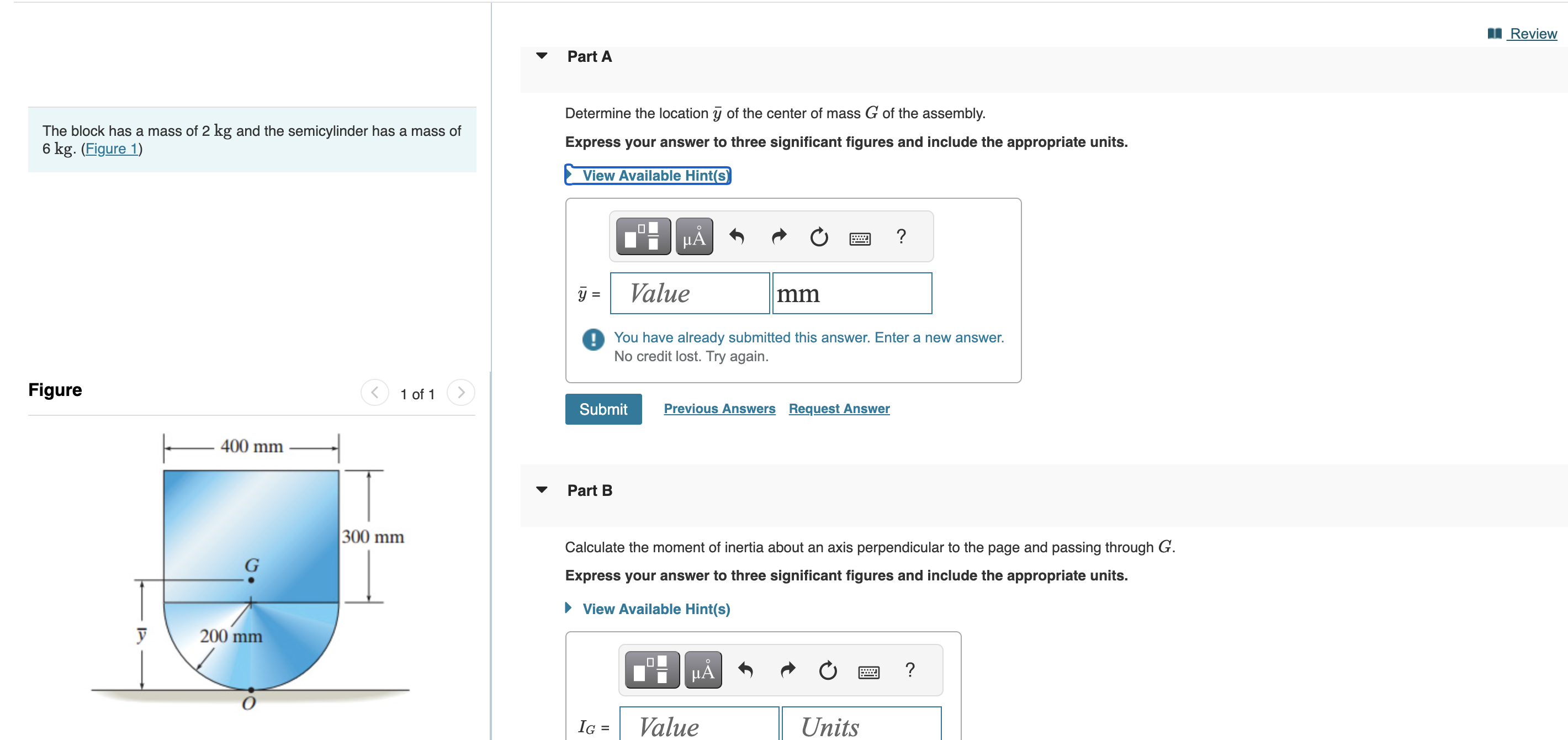 Solved Determine the location yˉ of the center of mass G of | Chegg.com