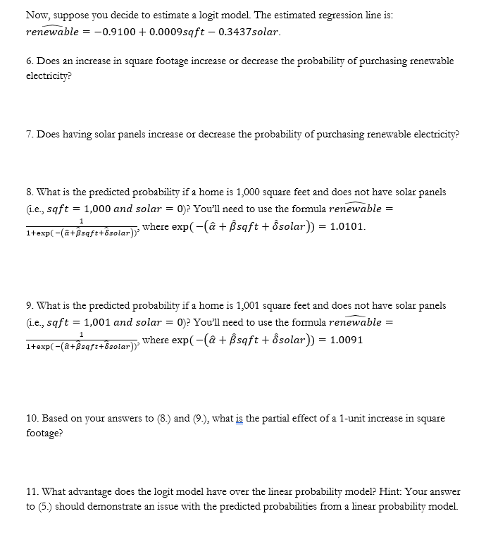 2. Linear Probability Model and Logit (Week 11) | Chegg.com