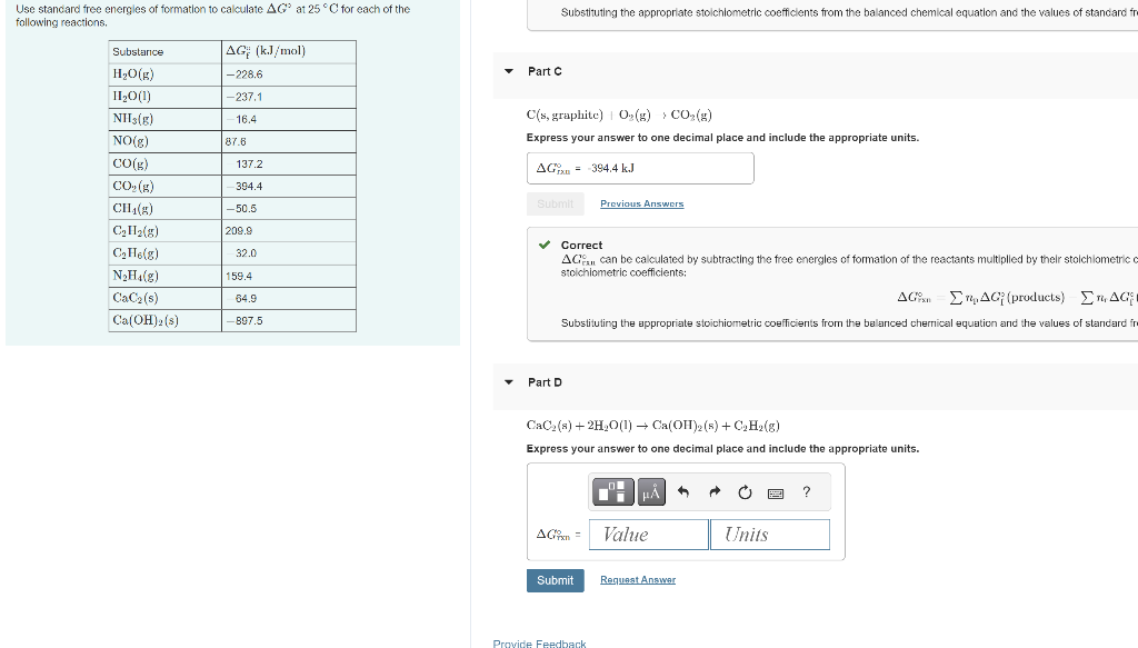 Solved Use standard free energles of formation to calculate | Chegg.com