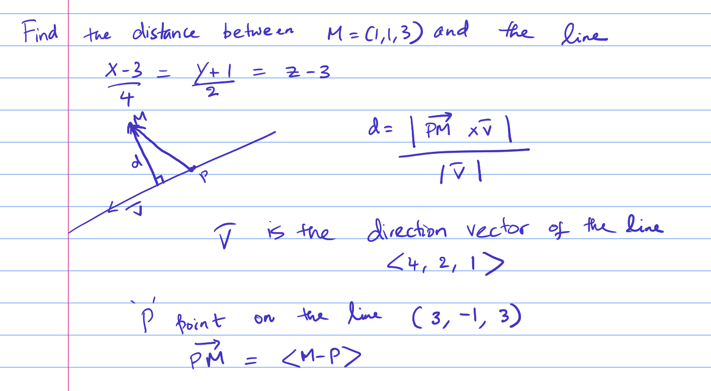 Solved Find the distance between M=(1,1,3) ﻿and the | Chegg.com