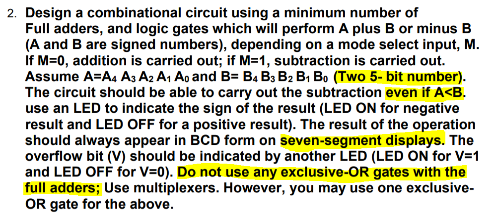 Solved 2. Design a combinational circuit using a minimum | Chegg.com