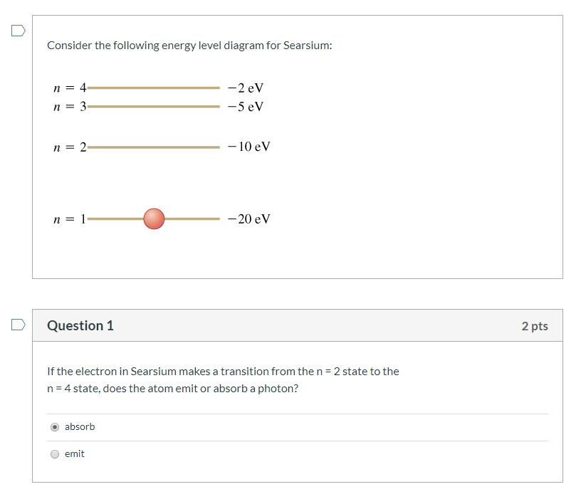 Solved Consider the following energy level diagram for | Chegg.com