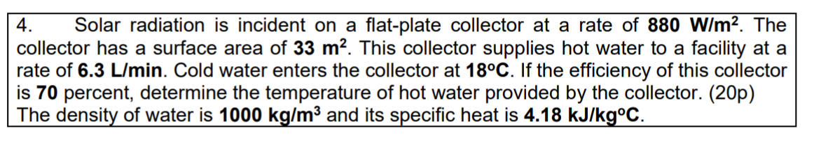 Solved 4. Solar radiation is incident on a flat-plate | Chegg.com