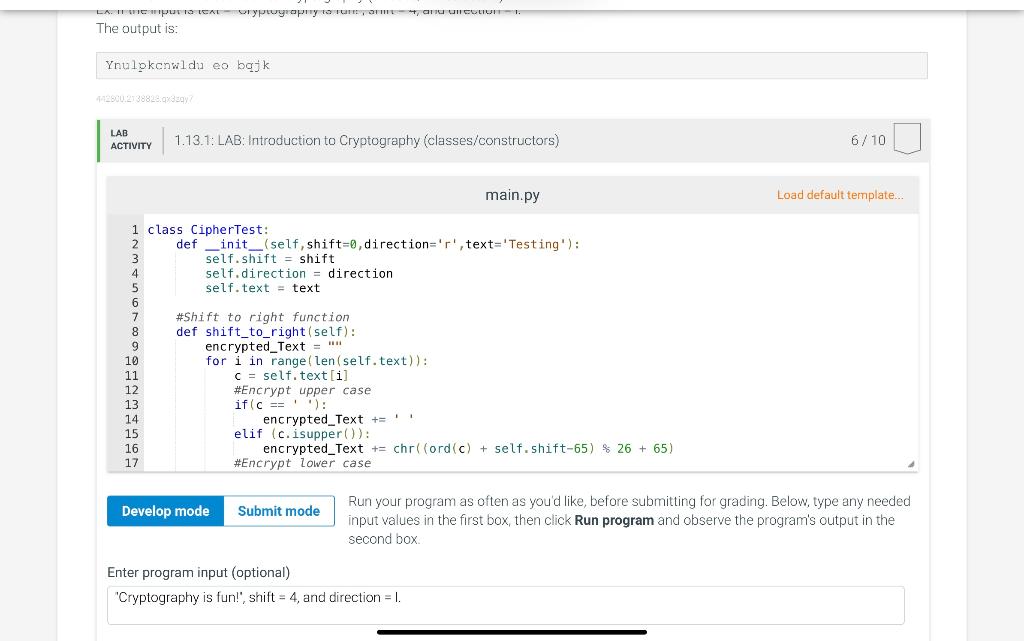 Solved 1.13 LAB: Introduction To Cryptography | Chegg.com